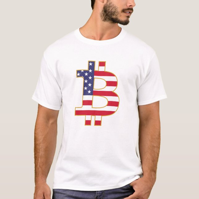 Bitcoin USA Flag - Btc Crypto T-Shirt (Vorderseite)