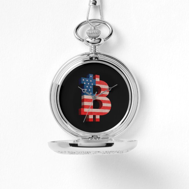 Bitcoin USA Pixel ₿ Armbanduhr (Vorderseite)