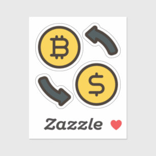 Bitcoin Währung in Dollar Icons Cutout Aufkleber