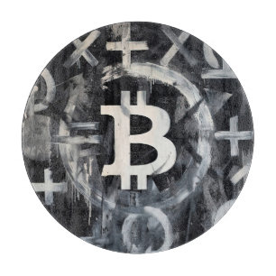 Bitcoin-Währungs- Street Art (Schwarze Malerei Nr. Schneidebrett