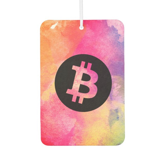 Bitcoin-Wasserfarbe Autolufterfrischer (Vorderseite)