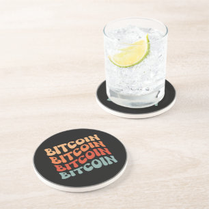 Bitcoin Wavy Text Stilvolle Crypto Typografie Desi Getränkeuntersetzer