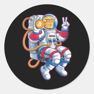 Bitcoin zum Mond BTC Astronauten Crypto Fomo Trum Runder Aufkleber