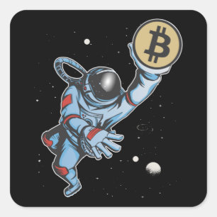 Bitcoin zum Mondastronauten Quadratischer Aufkleber