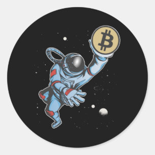 Bitcoin zum Mondastronauten Runder Aufkleber