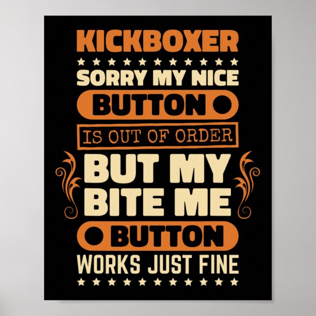 Bite-Button-Werke Kickboxer-Design Kickbox-Fan K Poster (Vorne)