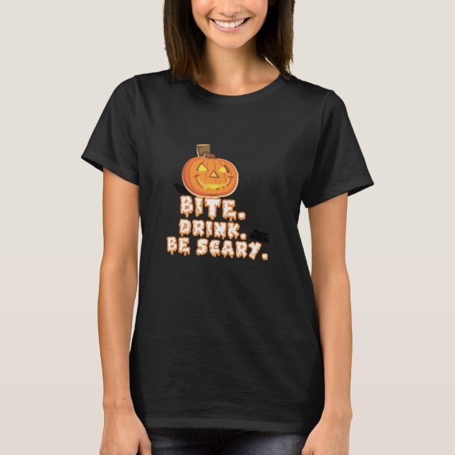 Bite Drinks Beängstigend Halloween T-Shirt (Vorderseite)