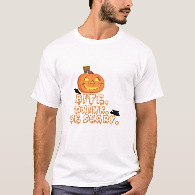 Bite Drinks Beängstigend Halloween T-Shirt (Vorderseite)