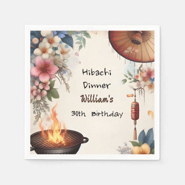 Bite Koch Grillen Japanisch Sushi Hibachi 30. Gebu Serviette (Vorderseite)