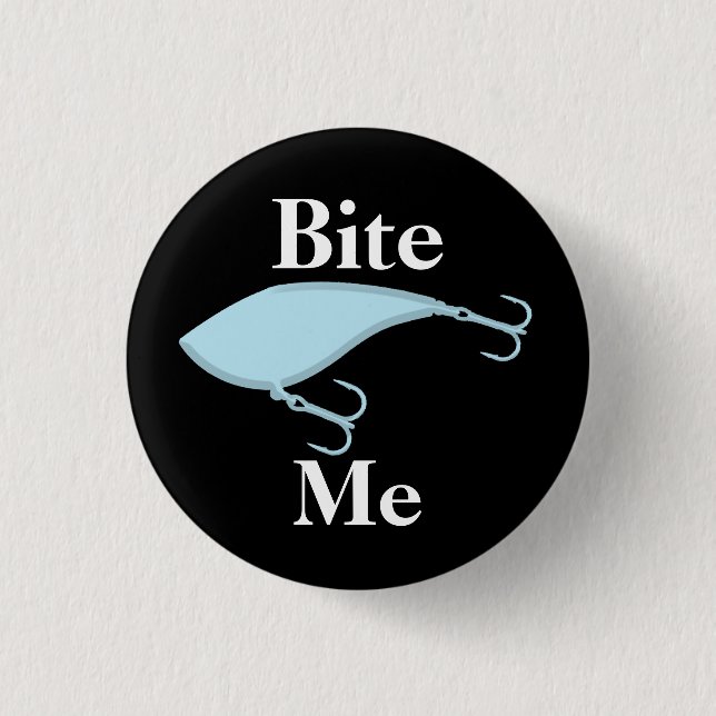 Bite Me Baby Blue Fishing Lure Button (Vorderseite)