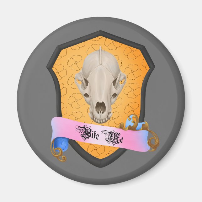 Bite Me Badger Skull Magnet (Vorne)