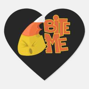 Bite Me - Candy Corn Herz-Aufkleber
