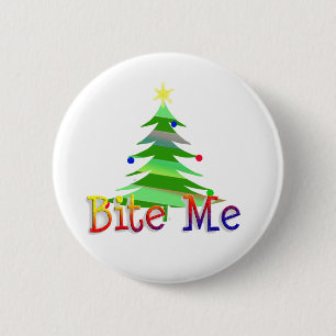 Bite Me Christmas Tree Button