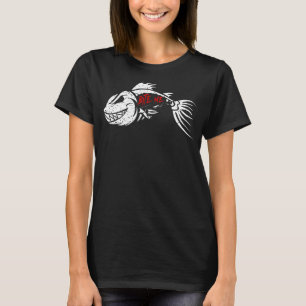 Bite Me Cool Fish Skelett Fischen T-Shirt