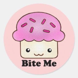 Bite Me Cupcake Runder Aufkleber