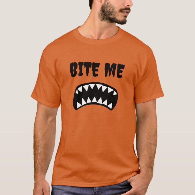 Bite Me drôle T-shirt Halloween pour hommes (Devant)