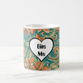 Bite me Funny Heart Wirbles Retro Design Kaffeetasse