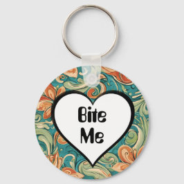 Bite me Funny Heart Wirbles Retro Design Schlüsselanhänger