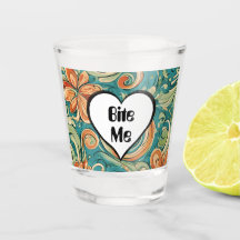 Bite me Funny Heart Wirbles Retro Design