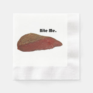 Bite Me Funny Steak Beef Pun Joke Serviette
