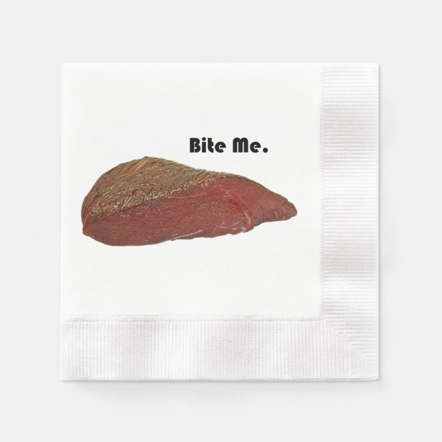 Bite Me Funny Steak Beef Pun Joke Serviette (Vorderseite)