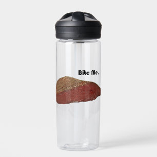Bite Me Funny Steak Beef Pun Joke Trinkflasche