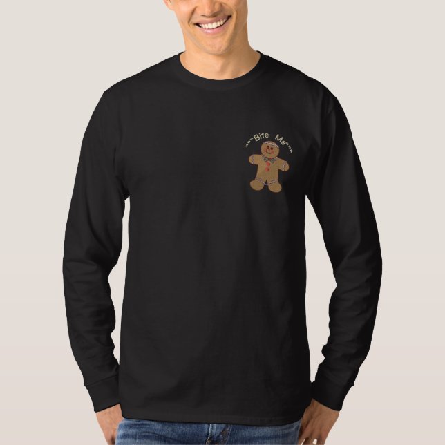 Bite Me Gingerbrot Besticktes Langarmshirt (Vorderseite)