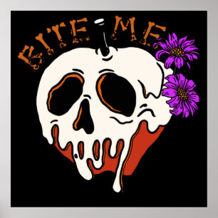 Bite Me - Halloween Schädelgift Apple & Blume Poster