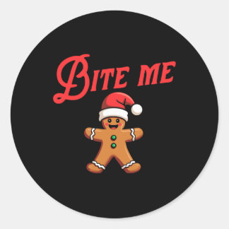 BITE ME Lebkuchen Cookie Funny Sarcastic Christm Runder Aufkleber
