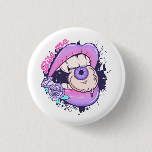 Bite Me Pink Halloween Lippen Button