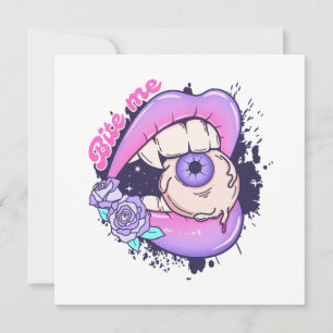 Bite Me Pink Halloween Lippen Feiertagskarte