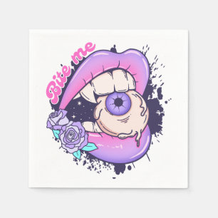 Bite Me Pink Halloween Lippen Serviette