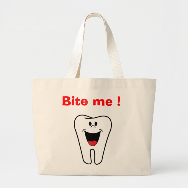 "BITE ME"-TOOTH JUMBO STOFFBEUTEL (Vorne)