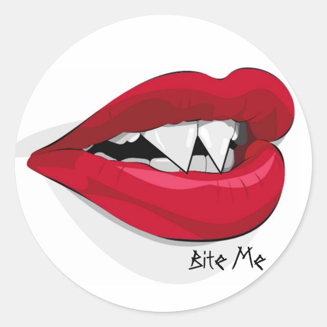 Bite Me Vampira Mouth Runder Aufkleber (Vorderseite)
