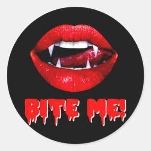 Bite Me Vampire Halloween Runder Aufkleber