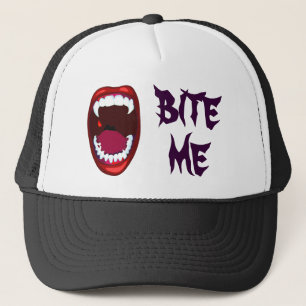 Bite Me Vampire Teeth Demon Fangs Camper Horror Ku Truckerkappe