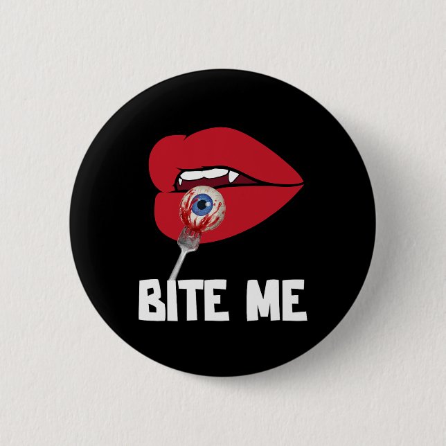 Bite Me Y Vampire Lips Halloween-Party Kostüm Button (Vorderseite)