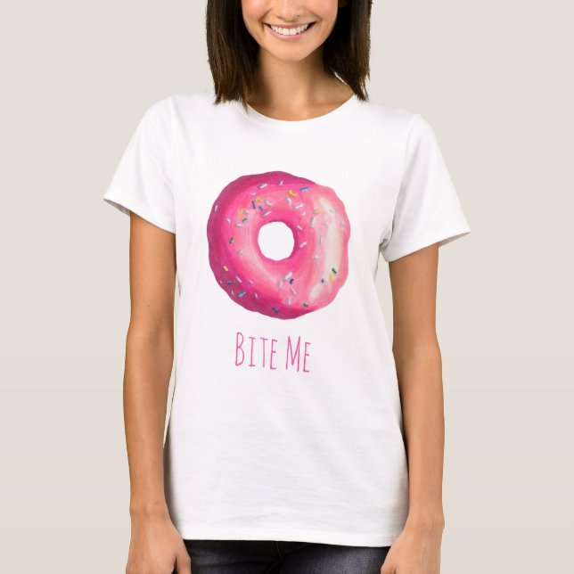 Bite mich nicht mit rosa Zuckerguss und Sprinklen T-Shirt (Vorderseite)