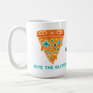 Bite the Glitch Retro 8-Bit Pixel Pizza Gamer Kaffeetasse
