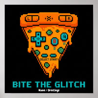 Bite the Glitch Retro 8-Bit Pixel Pizza Gamer