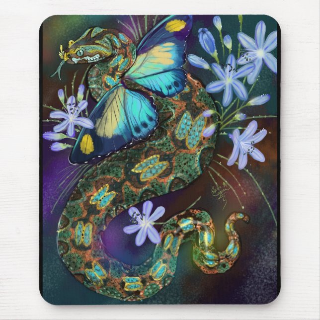 Bitis Nasicornis Butterfly Viper Art Mousepad (Vorne)