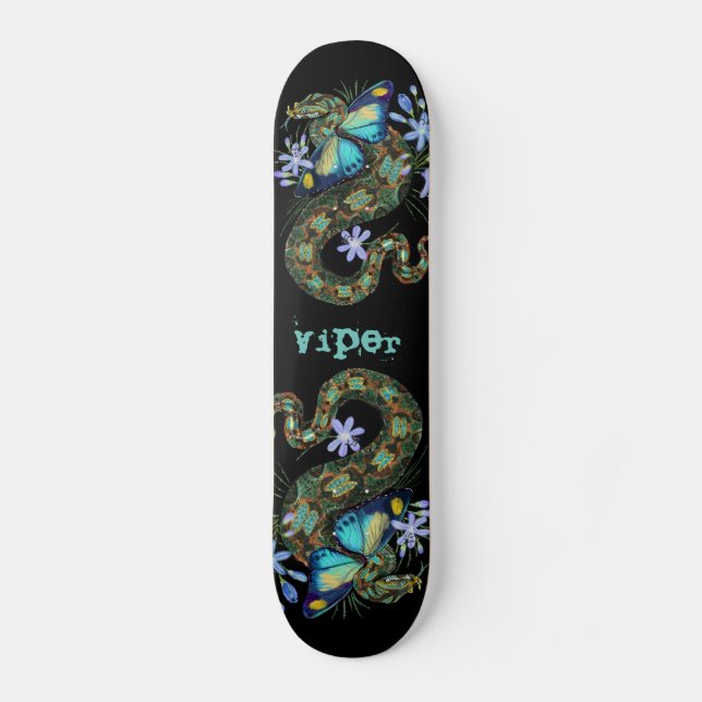 Bitis Nasicornis Butterfly Viper Skateboard (Vorderseite)