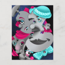 Bits and Pieces - Surreal Puzzle Faces Postcard