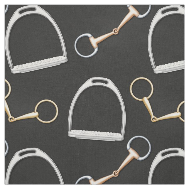 Bits and Stirrups Equestrian (groß) Stoff (Muster)