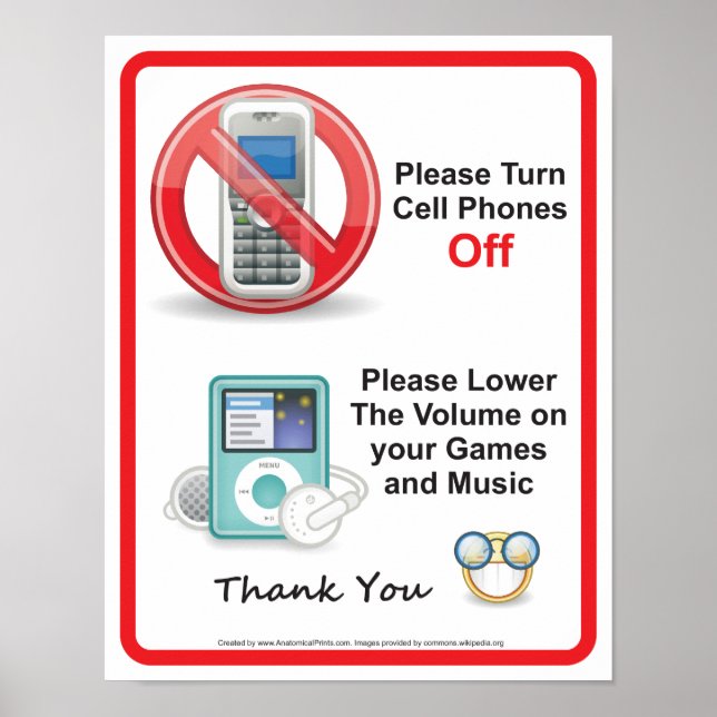 Bitte deaktivieren Sie das Zeichen "Handys". Poster (Vorne)