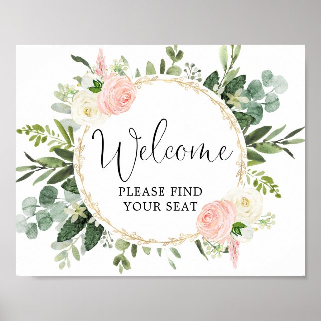 Bitte finden Sie Ihr Sitzschild in rosa Grün Poster (Vorne)