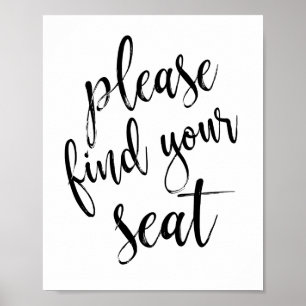 Bitte finden Sie Ihren Sitz Glitter 8x10 Hochzeits Poster