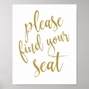 Bitte finden Sie Ihren Sitzplatz Glitter 8x10 Hoch Poster