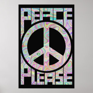 Bitte Frieden Trippy-Farbige Schrift Poster