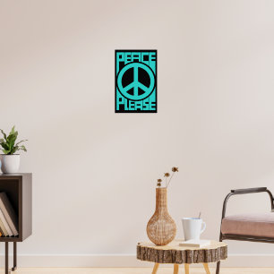 Bitte Frieden Türkis Schriftzug Poster